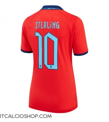 Inghilterra Raheem Sterling #10 Seconda Maglia Femmina Mondiali 2022 Manica Corta
